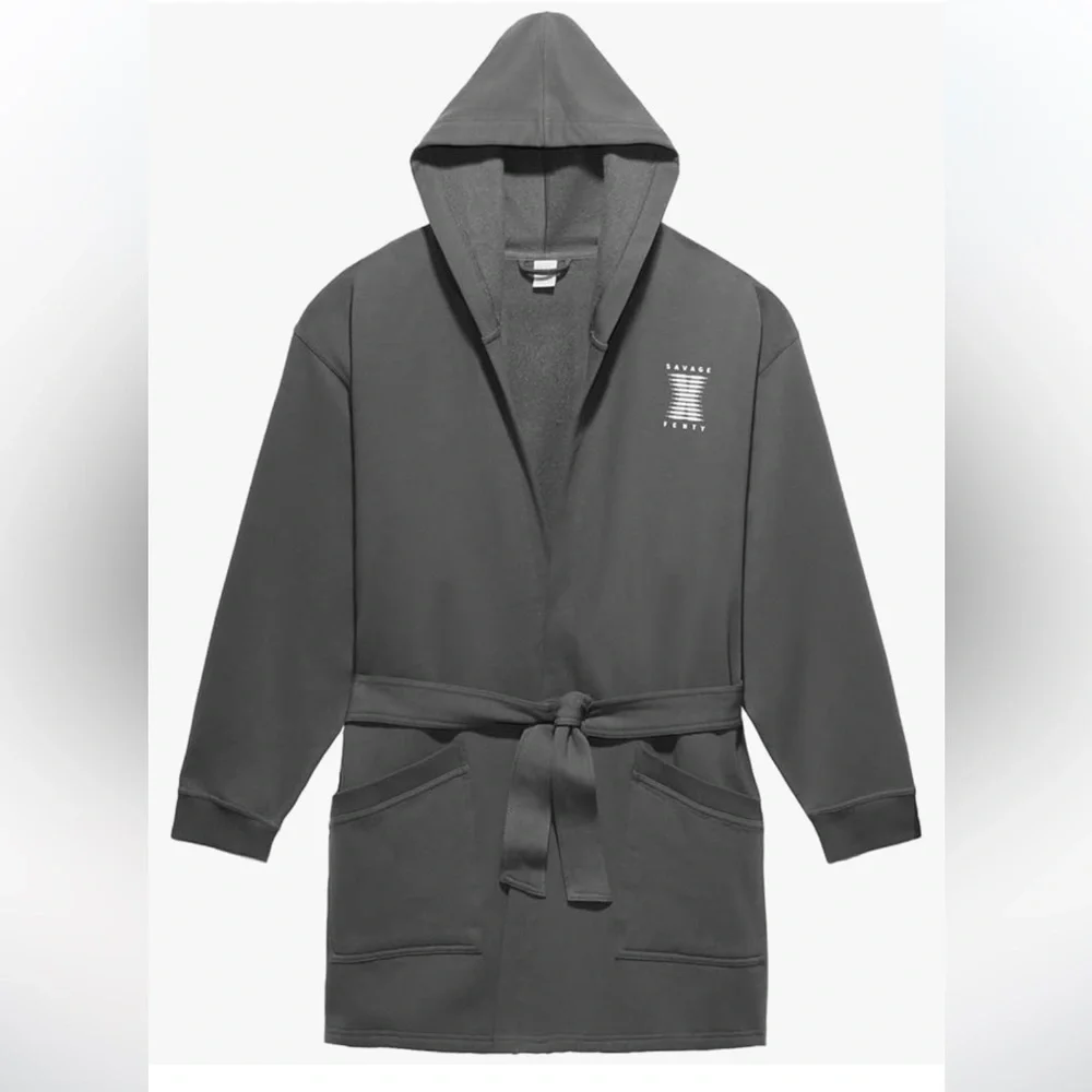 SAVAGE X FENTY HOODED ROBE. LINGERIE BY RIHANNA. Forged Iron. Size XS/S & M/L!! - Picture 3 of 11